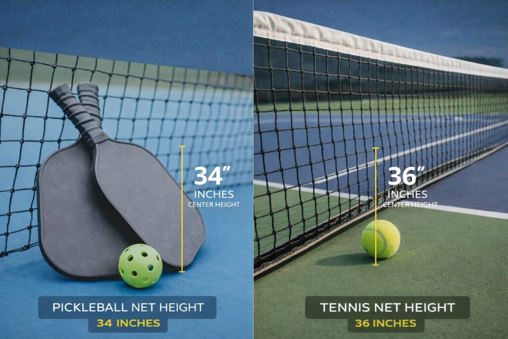 Pickleball Net Height vs Tennis: Exact Measurements & Setup (2026) 1 pickleball net height vs tennis net height