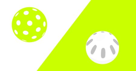 A graphic comparing a pickleball ball with a Wiffle ball
