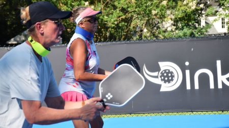 Stephanie Lane playing on her own backyard court - image courtesy of Anjelica Rubin, WPLN News