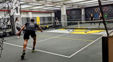 Massive Court 16 Pickleball Venue To Open In Brooklyn Pickleballers at another NYC Court 16 venue - Image courtesy of tribecacitizen.com