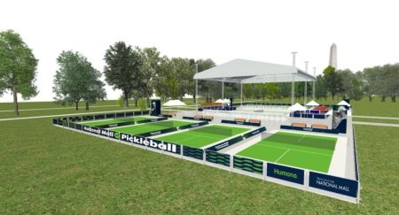 Celebrity Matches And Clinics Just A Part Of National Mall Pickleball Celebrations Court renderings courtesy of the Trust for the National Mall and Humana
