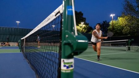 Pickleball Player Power Prevails As They Convince City Department To Extend Court Opening Hours Night pickleballer at Fairchild Park, San Antonio - image courtesy of Brenda Bazán, San Antonio Report