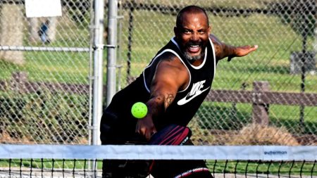 Pete Dinero at Arroyo Seco Racquet Club, South Pasadena - image courtesy of Keith Birmingham, Pasadena Star News