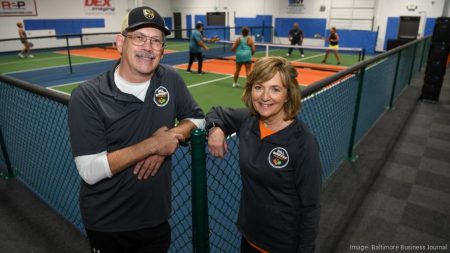 Dill Dinkers Pickleball Launches Franchise Expansion Program Will and Denise Richards - image courtesy of Eric Stocklin for Baltimore Business Journal