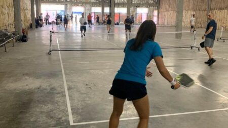 Pickleballers at the vacant retail lot at the Village at Loudoun - image by Rappaport