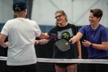 Dynamic Duo Open Michigan’s Largest Pickleball Facility 1 Players at the ribbon-cutting ceremony - image courtesy of eu.freep.com