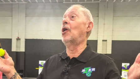 Ed Beazer, co-founder of Utah-based Bzer Sports at Club Pickleball USA in Sandy - image courtesy of Carter Williams, ksl