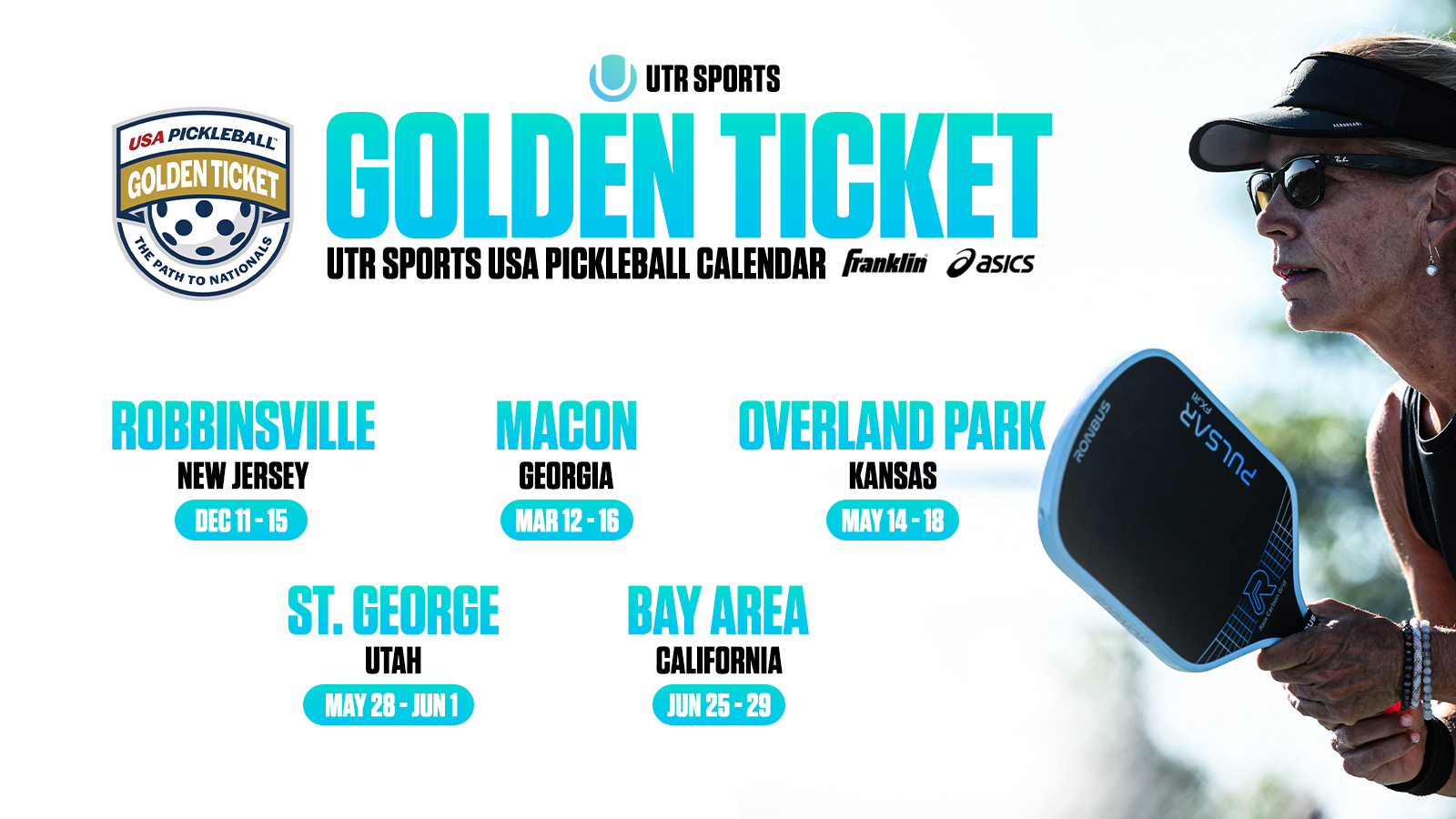 UTR SPORTS ANNOUNCES EXPANDED USA PICKLEBALL GOLDEN TICKET SCHEDULE