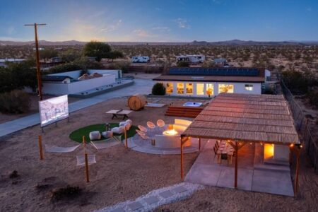 Incredible Joshua Tree, CA Pickleball Airbnb with Pool, Sauna, and Outdoor Movie Theater Moonstone Bungalow Amenity Packed Group Retreats 76