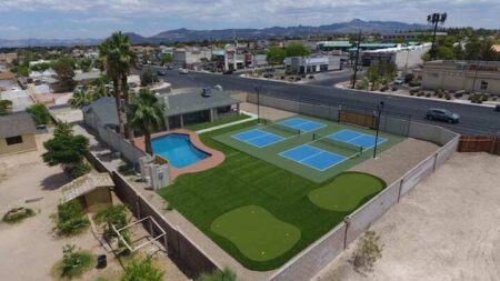 Escape to a Las Vegas oasis with a private pickleball court, just minutes from The Strip, offering the perfect mix of fun & relaxation!