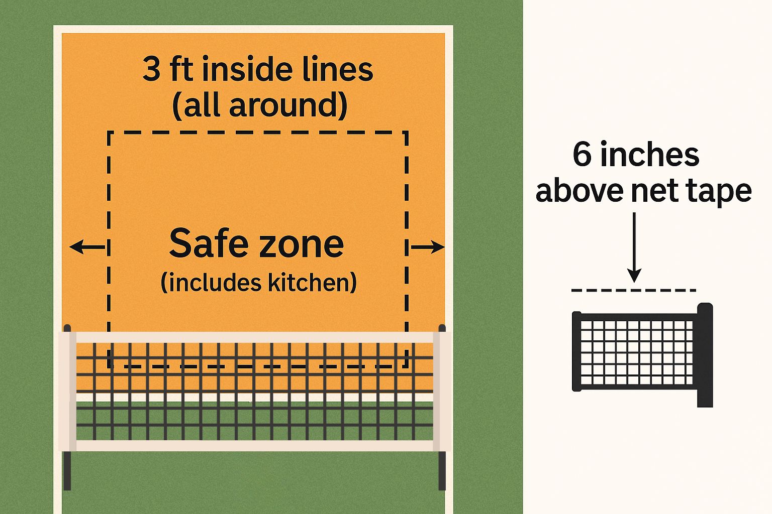 Pickleball safe zone