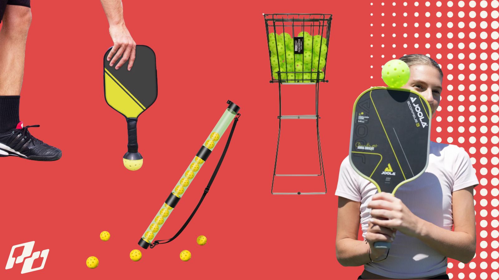 Franklin Sports Tubo Raccogli Palline Da Pickleball Con Tracolla – Contiene 12 Palline – Accessorio Da Campo Con Gancio Per Recinzione