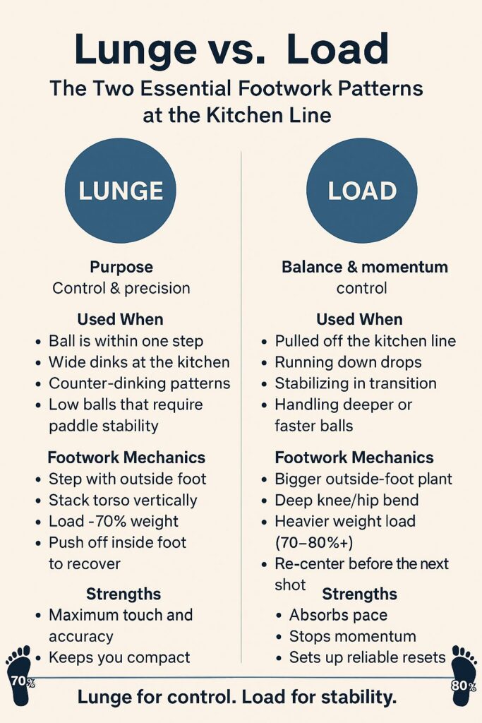 Pickleball Footwork 101: When to Lunge and When to Load 2 Lunge vs load fottwork pickleball