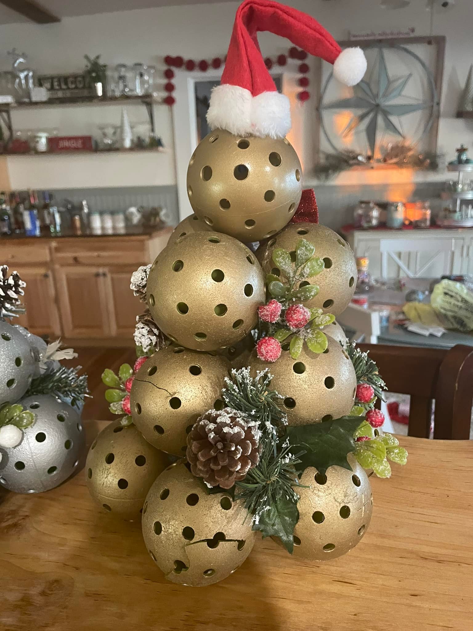 pickleball christmas stacked tree