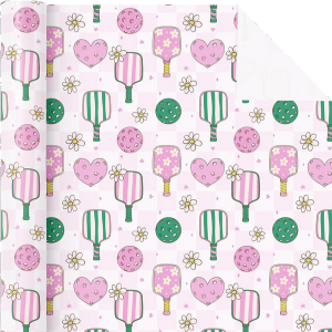 WRAPAHOLIC Preppy Pink Pickleball Wrapping Paper