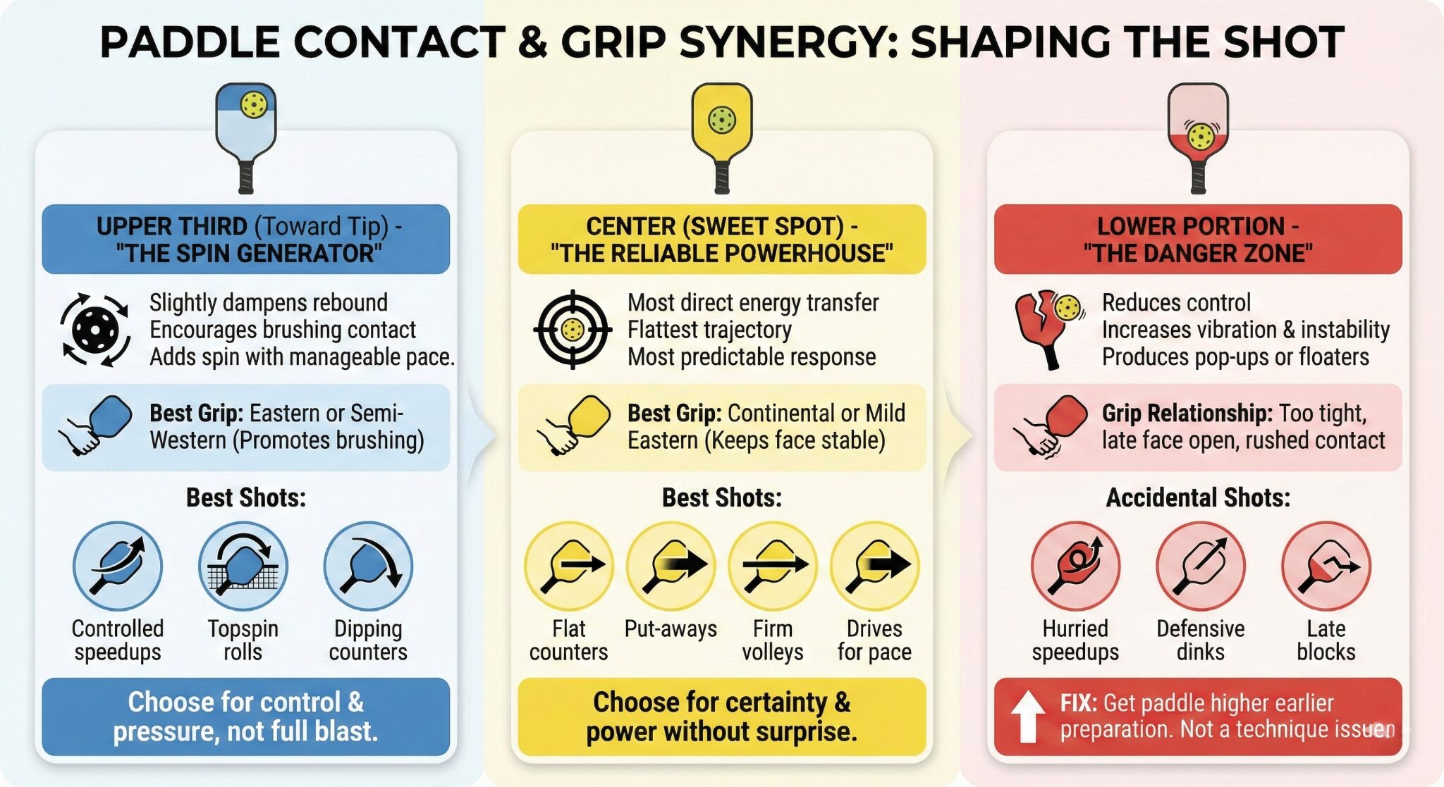 How Paddle Contact Point Changes the Ball (and How Grip Plays Into It)