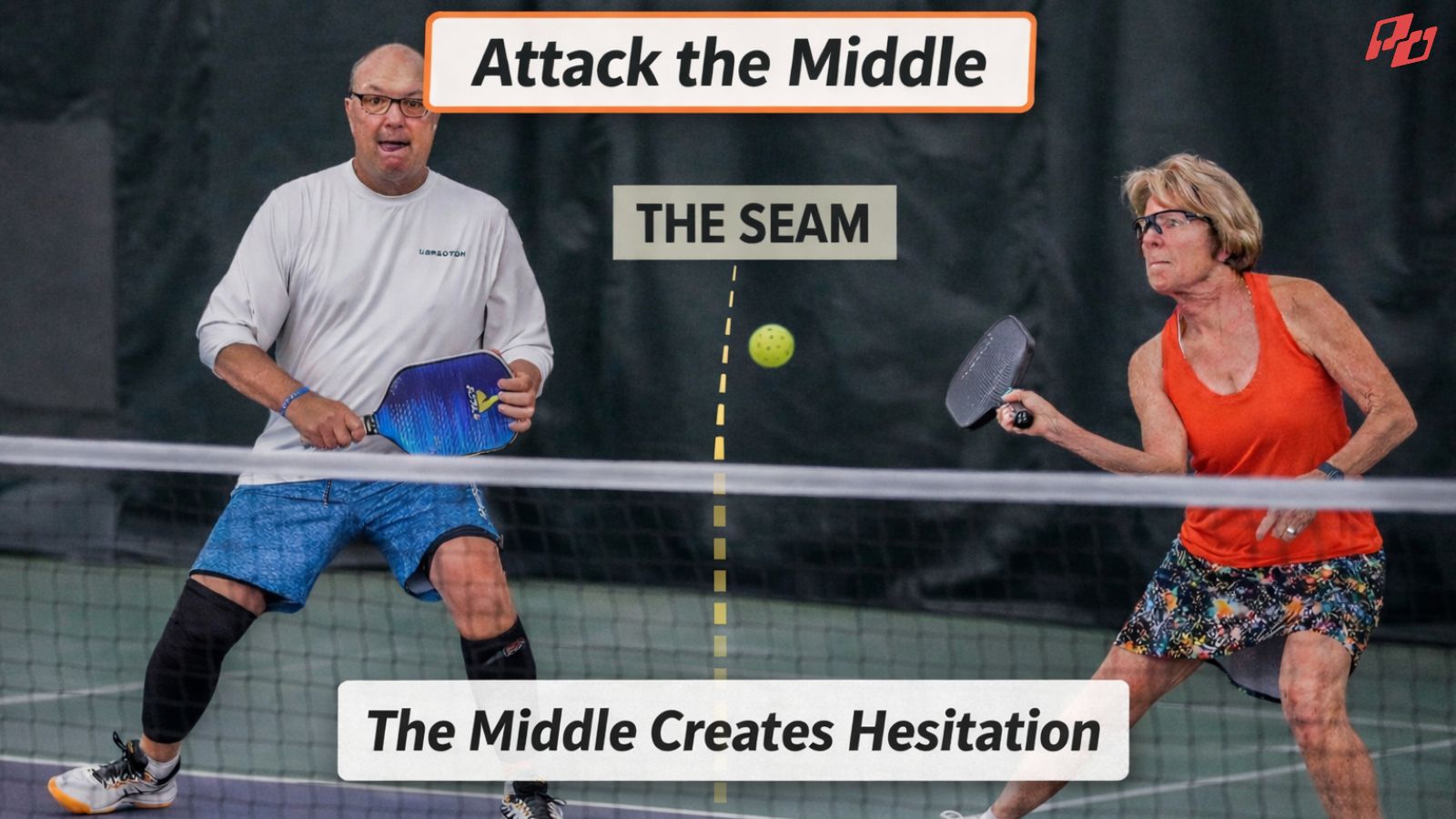 The Hardest Ball to Reach in Pickleball Doubles (And Where You Should Aim) 3 attackt he seam in pickleball