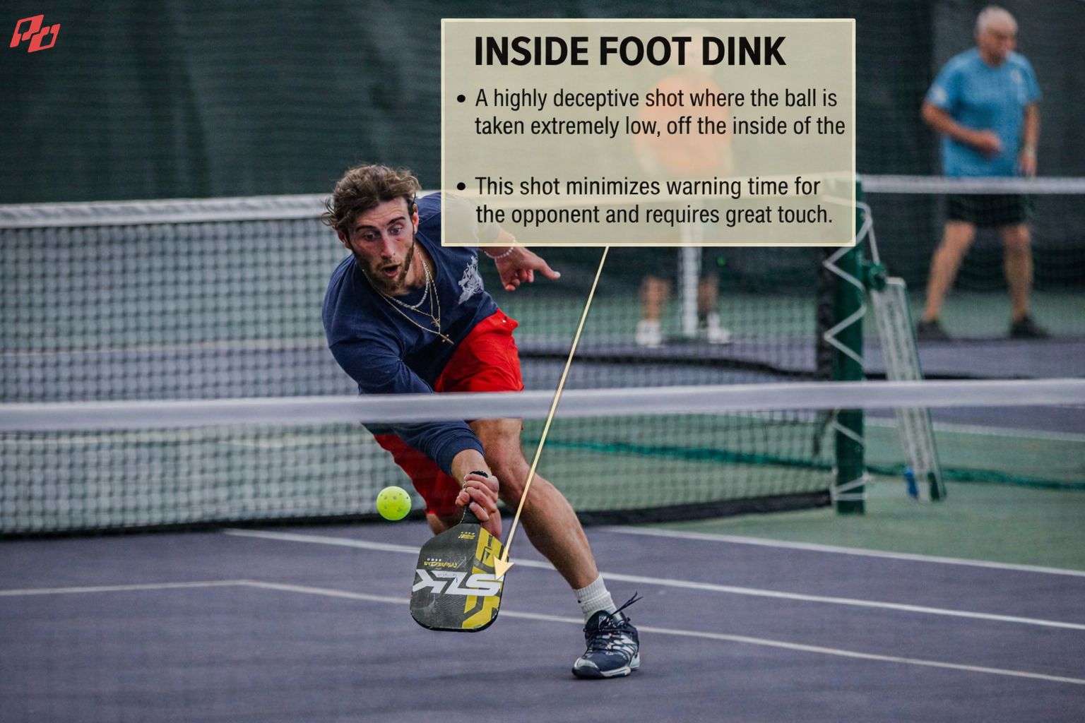 The Hardest Ball to Reach in Pickleball Doubles (And Where You Should Aim) 2 inside foot dink pickleball