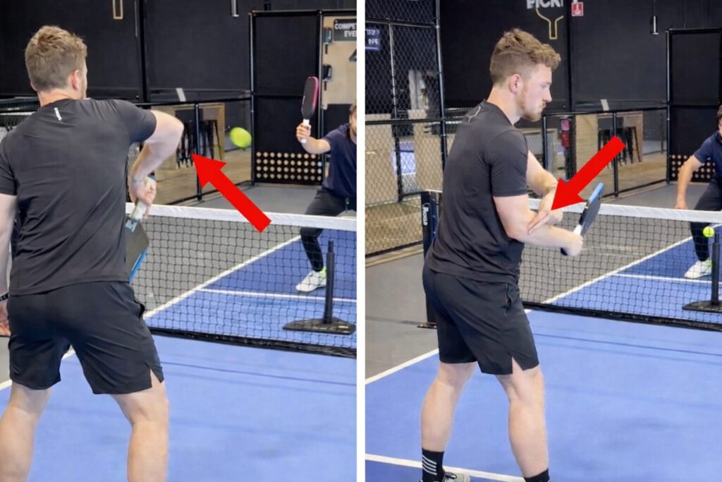 tucking the elbow in pickleball