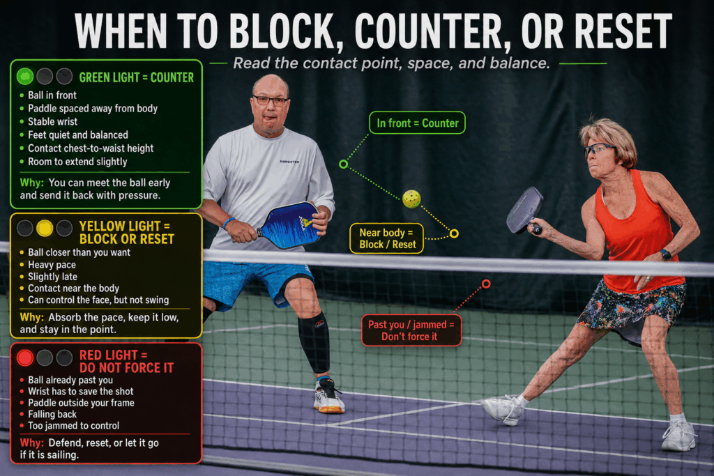 when to counter when to reset when to block in pickleball