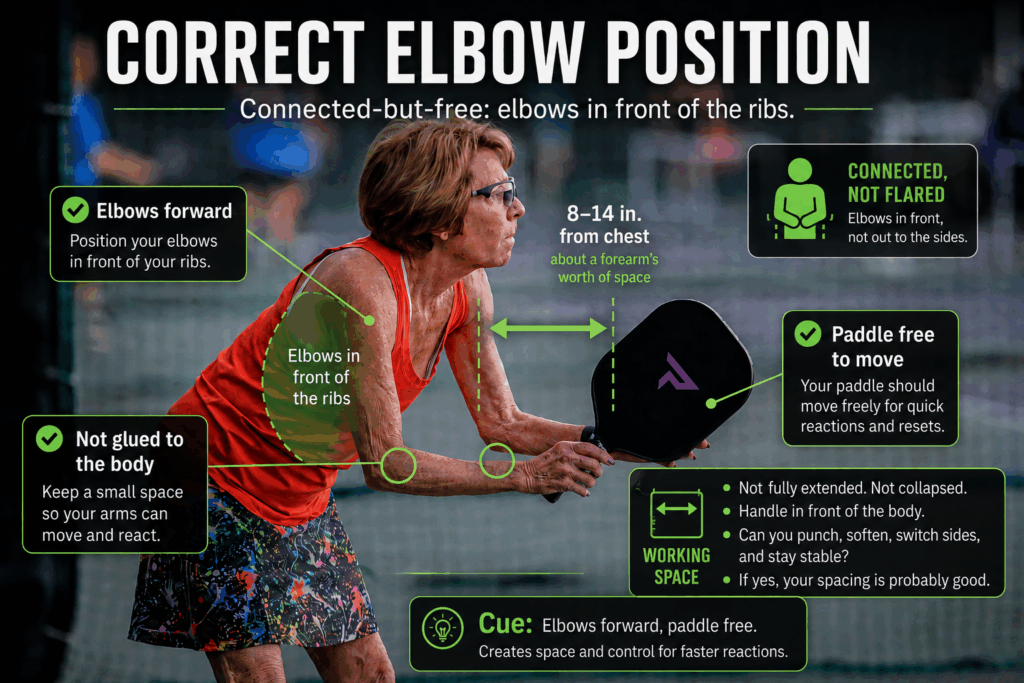 elbow positioning in pickleball