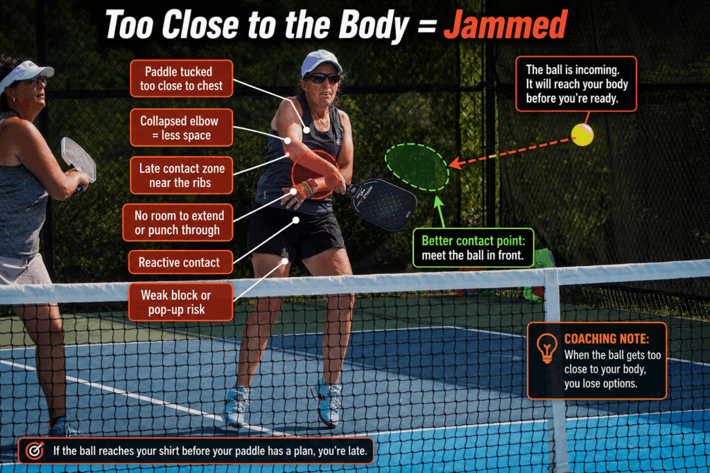 paddle too close to body in pickleball