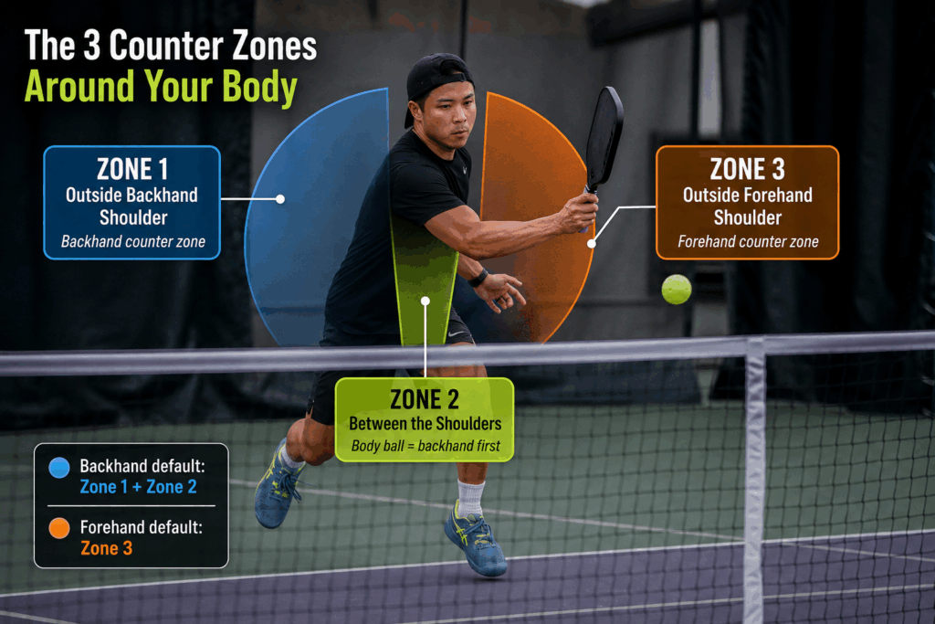How to Counter Like a 5.0 in Pickleball 1 The Three Counter Zones Around Your Body