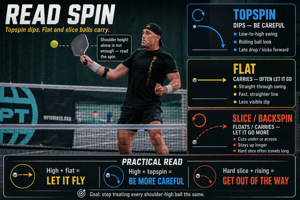 how to read spin and understand whether a ball is going out in pickleball