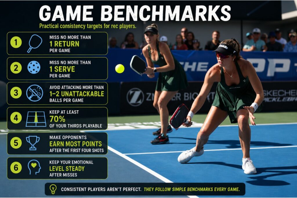 game benchmarks for pickleball consistency