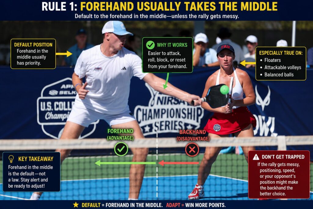 How to Cover the Middle Without Stepping on Your Partner’s Toes 1 Forehand Usually Takes the Middle