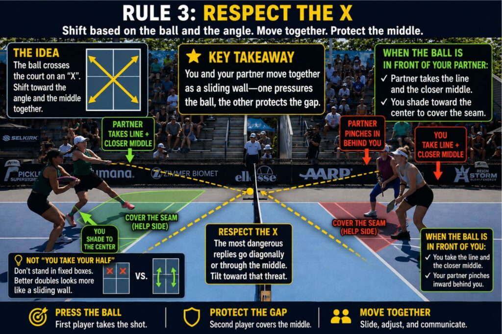How to Cover the Middle Without Stepping on Your Partner’s Toes 2 respect the x in pickleball