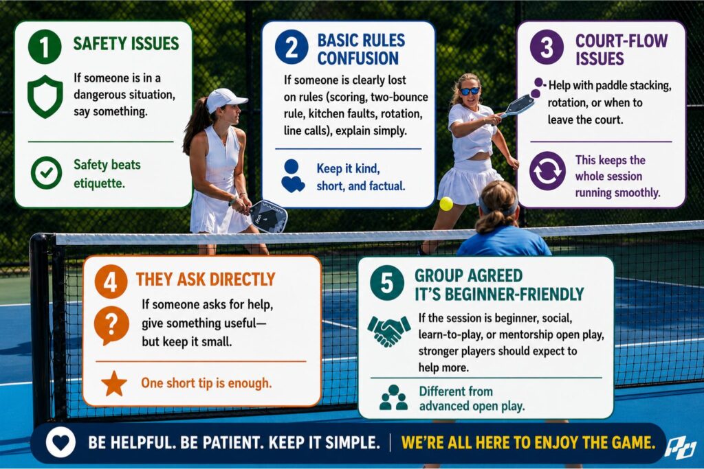 Should Better Players Be Expected to Teach During Open Play? 2 when bette rplayer should probably help in pickleball