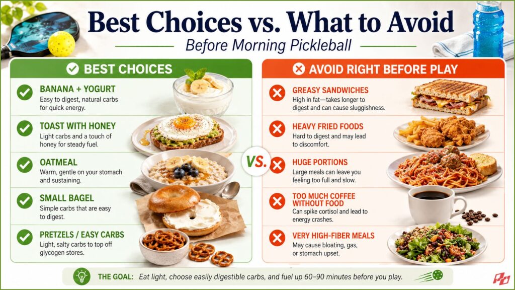 What to Eat Before Morning Pickleball Games 2 What to Avoid Before Morning Pickleball Games