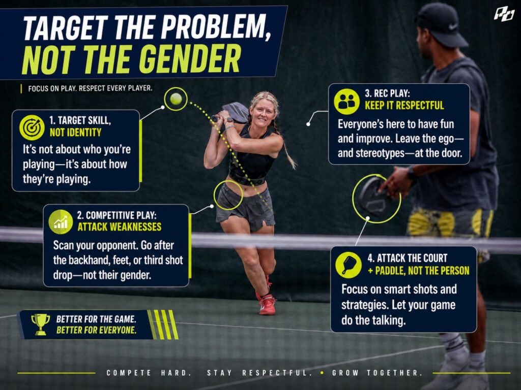 Should You Target Women in Pickleball? The Honest Rec-Player Etiquette Guide 2 The Correct Way to Think About Targeting in Pickleball