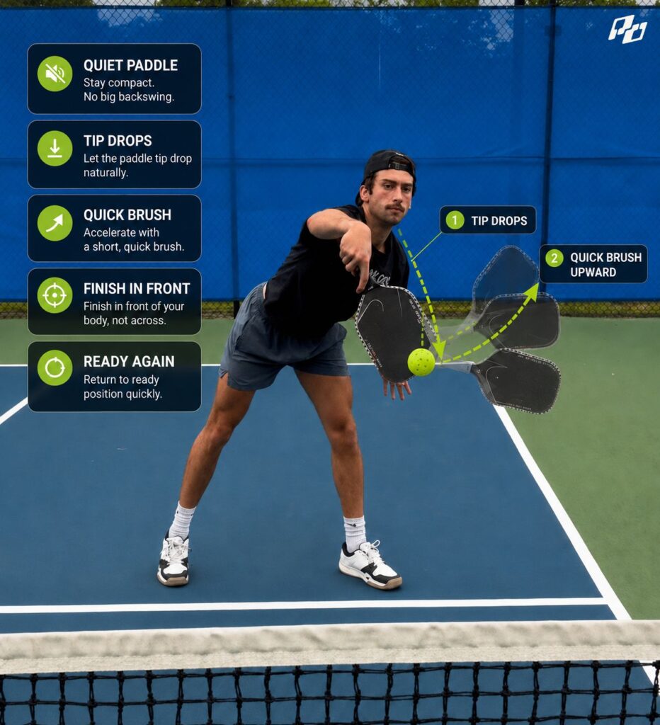 The Paddle-Tip-Down Attack: A Small Kitchen-Line Detail That Changes Everything 1 backhand flick motion in pickleball