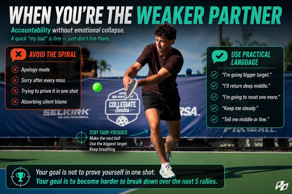 when you're the eweaker partner in pickleball