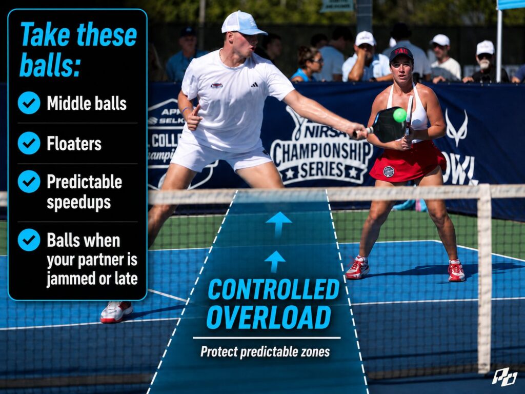 Use Controlled Overload, Not Desperate Court-Stealing in Doubles Pickleball