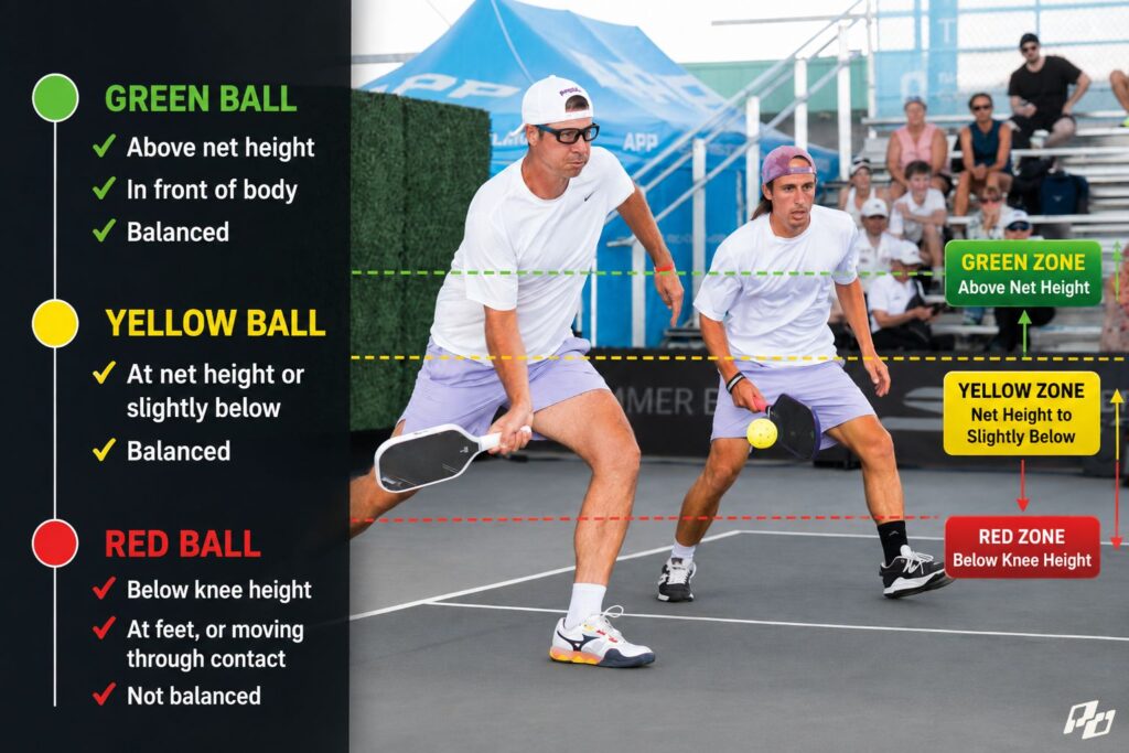 Why Your Midcourt Drives Keep Flying Long 2 The “Red-Yellow-Green” Midcourt Attack Read in Pickleball