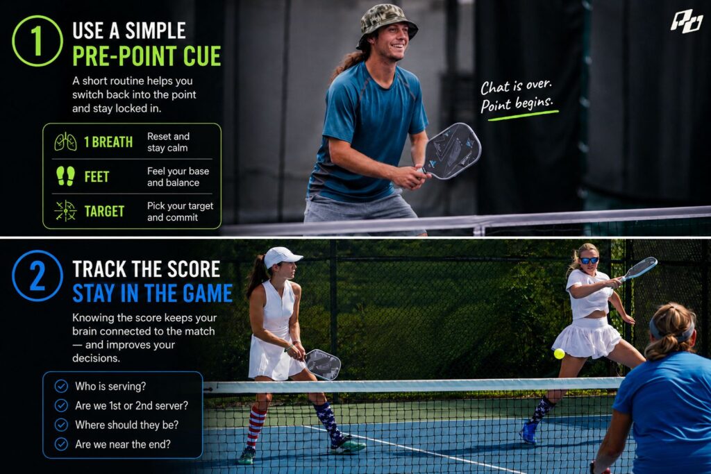 How to Stay Focused When Open Play Gets Too Social 1 how to stay focused in open play pickleball