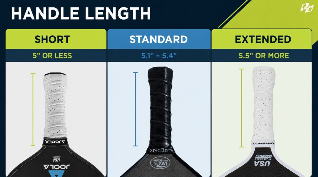typical pickleball paddle handle length