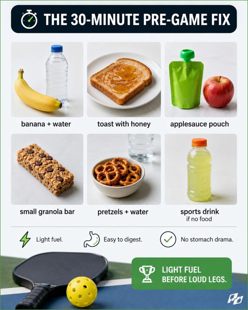 How to Stop Running Out of Energy During Pickleball 1 The 30-Minute Pre-Game Fix to Keep Energy up in Pickleball
