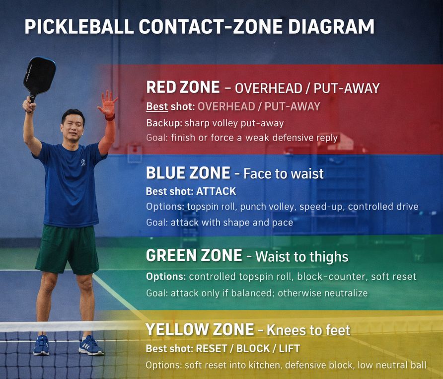 How to Attack Down the Line With Your Backhand in Pickleball Doubles 3 pickleball contact point diagram
