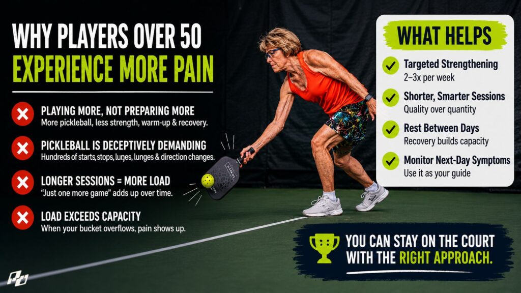 Over 50 and Hurting After Pickleball? Don’t Blame Your Age Yet 1 why pickleball players over 50l experience more pain