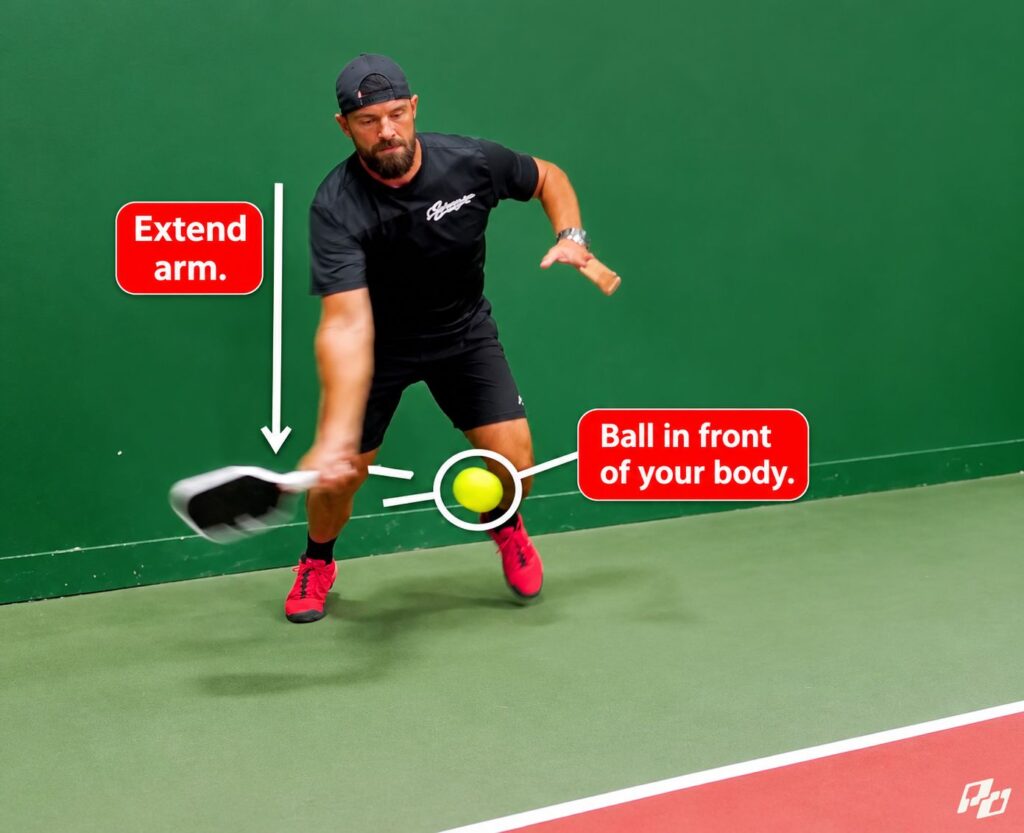 contact forward for more power in pickleball