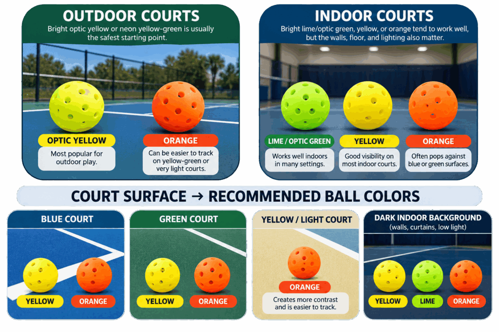 court surface and pickleball colors recommended