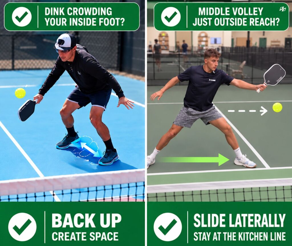 Why You Keep Missing the Middle Ball in Pickleball and How to Fix It 2 inside foot dink vs middle ball in pickleball(1)