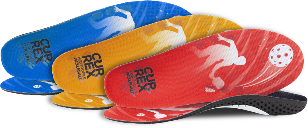 CURREX PICKLEBALLPRO insoles in low, medium and high arch profiles