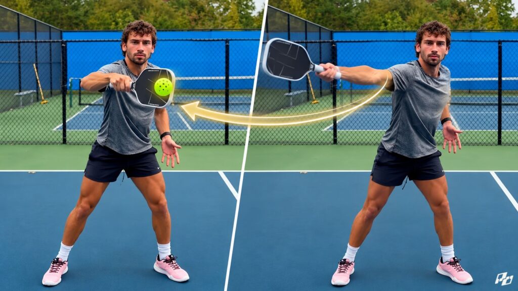 follow through for high backhand putaways